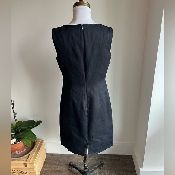 EMANUEL UNGARO BLACK LINNEN SLEEVELESS KNEE LENGTH DRESS SIZE 6 - Picture 3 of 5